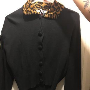 Vintage Cardigan with Cheetah Fur Collar